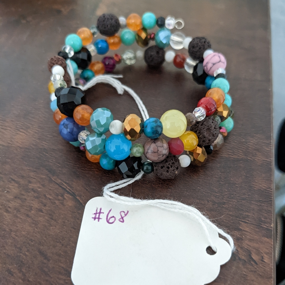 NEW LAVA STONE CRYSTALS Bracelet Gemstone Handmade Coil Wrapped Wire Colorful - Picture 5 of 8